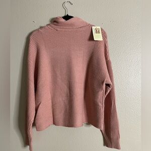 Elegant Rose Cowl Neck Sweater